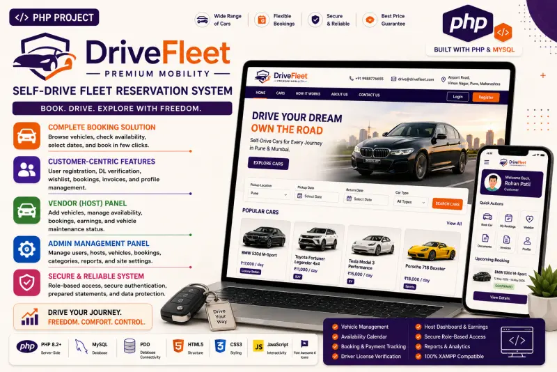 DriveFleet Premium Mobility – Web-Based Self-Drive Fleet Reservation System